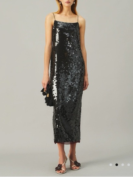 Tory Burch Black Sequin Slip Dress Size 6